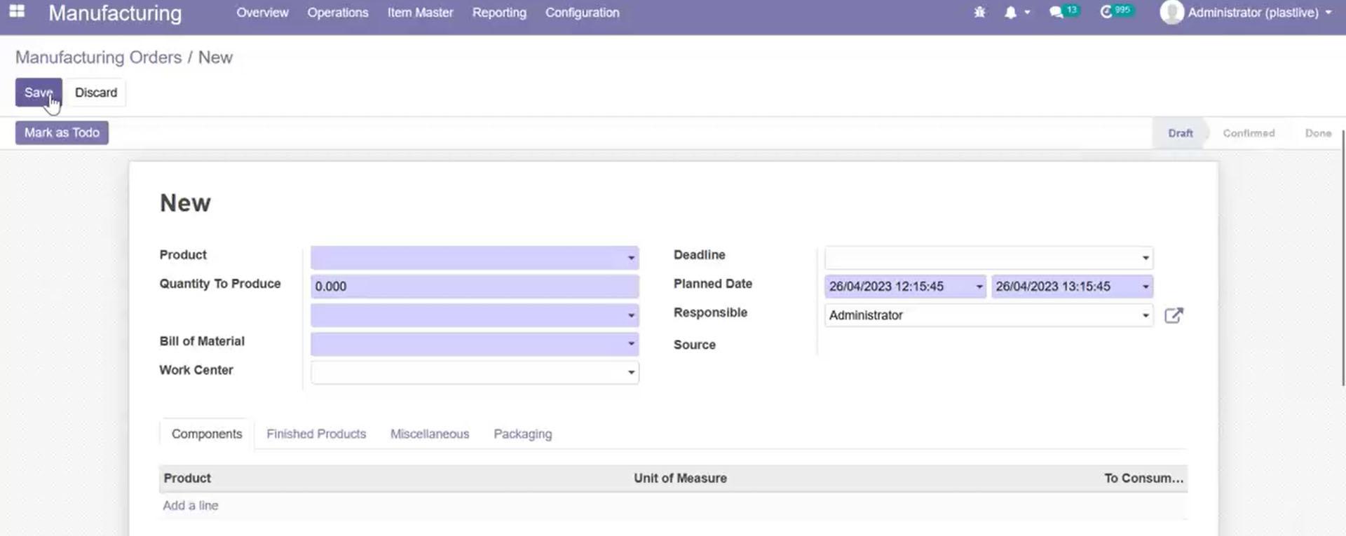 odoo for manufacturing company